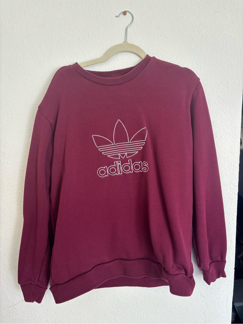 adidas Burgundy Trefoil Crewneck Sweatshirt